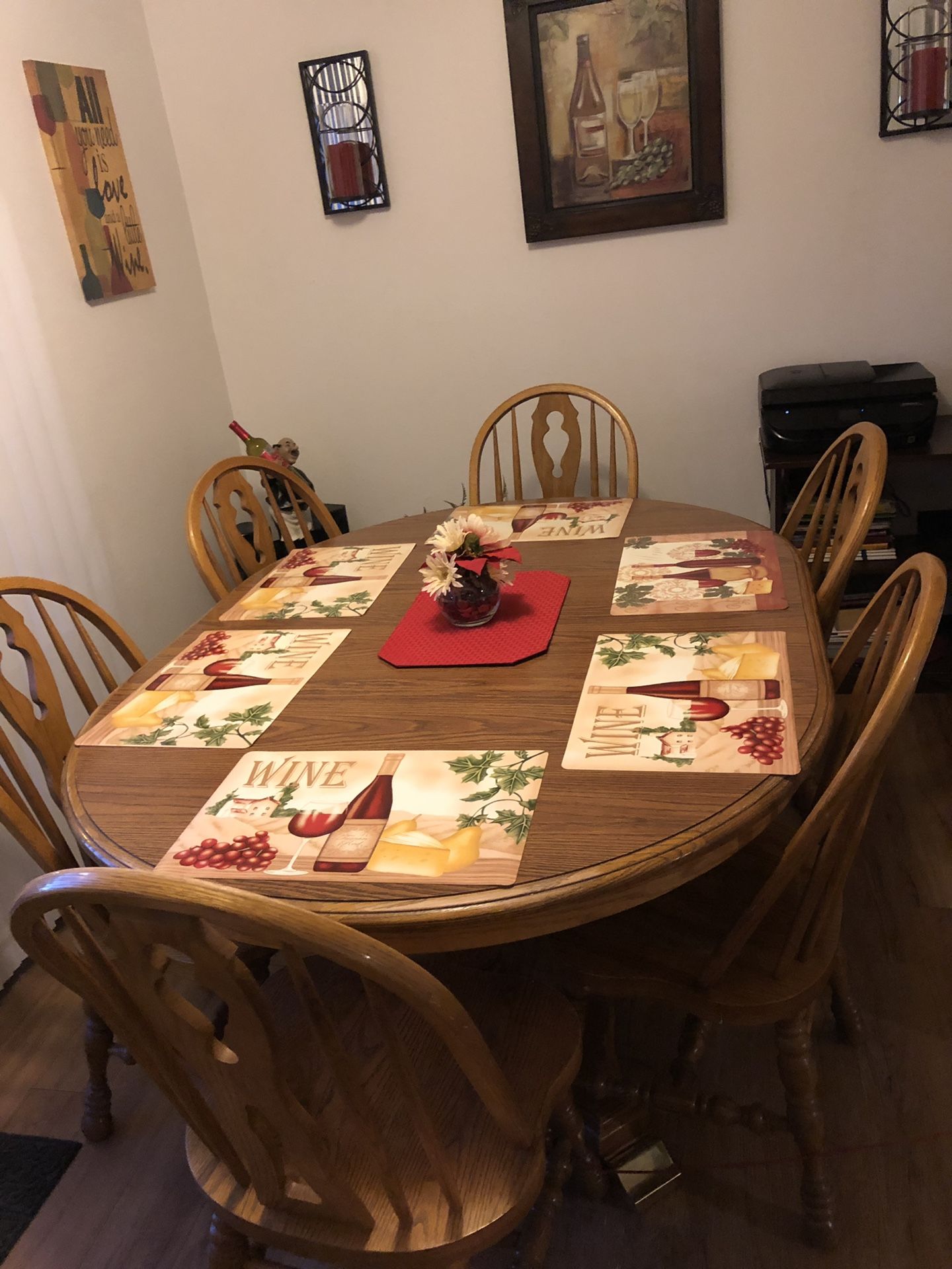 Dining room table and chairs