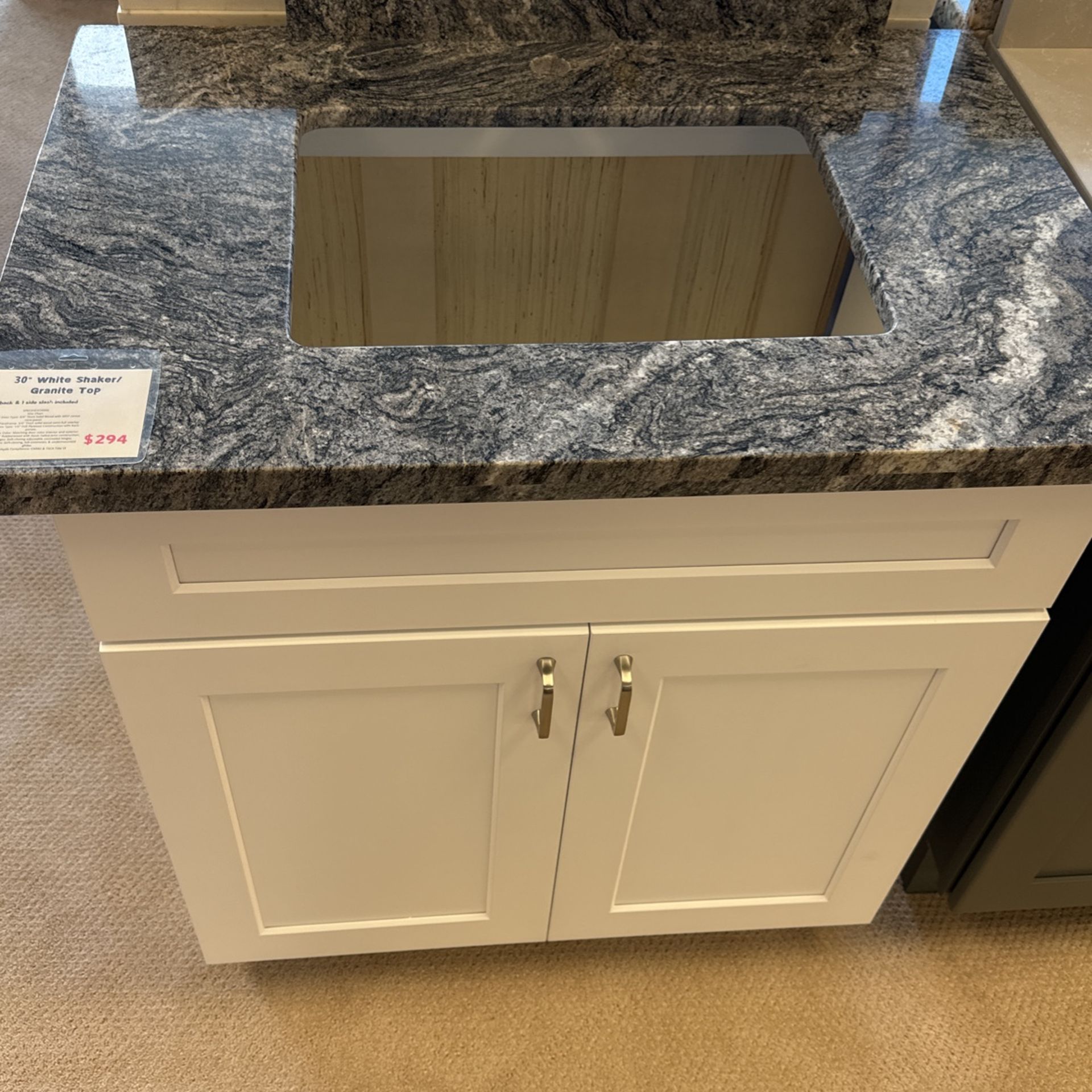 âś…30 Inch White Shaker With Prefab Granite Top