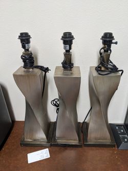Modern Twisted Faux Wood Lamp Bases - Set of 3