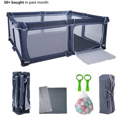 Foldable Baby Playpen 59"X71",Play Pen for Babies and Toddlers, Portable Playpen, Kids Collapsible Play Pen, Indoor & Outdoor Baby Fence with Visible 