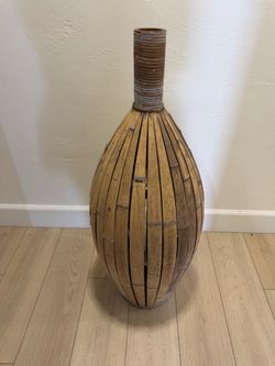 Large Rustic Bamboo Floor Vase