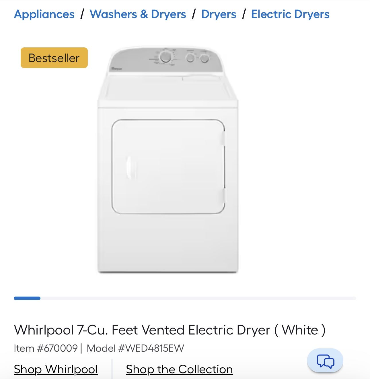 Whirlpool Dryer Brand New