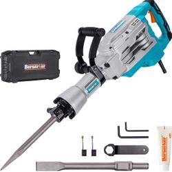 Berserker 1700W 30-Pound Demolition Jack Hammer with 1-3/16" Hex, 14-Amp Corded Electric Heavy Duty Demo Chipping Hammer Concrete/Pavement Breaker wit