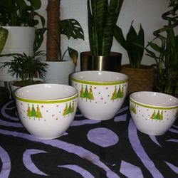 Christmas Tree Holiday Ceramic Nesting Bowls 