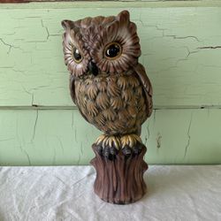 MCM Vintage Ceramic Owl. Hand Painted Bird Of  Prey 12”