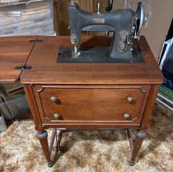 White Rotary Electric Sewing Machine Series 77 Original Wood Cabinet