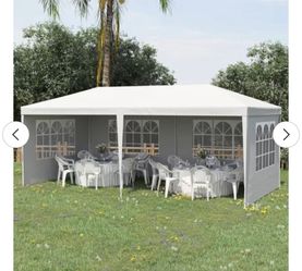 10 ft. x 20 ft. White Wedding Party Canopy Tent Outdoor Gazebo with 6-Removable Sidewalls&venta&%$