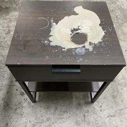 Brown Side Table with 1 Drawer Great Shape but Spilled Wax