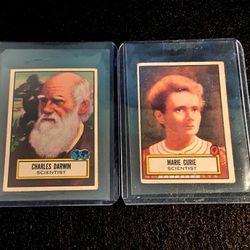 Charles Darwin & Marie Curie  1952 Topps Look And See Cards Rare Collectibles!! 