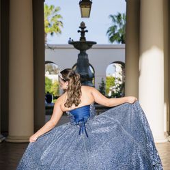 Stunning Quinceañera Dress Navy With Crystals, Gorgeous $350 OBO