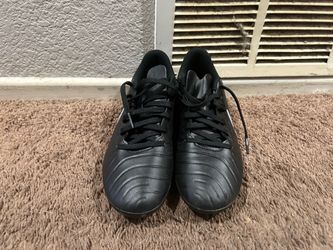 Black Soccer Cleats with Lace-Up Closure