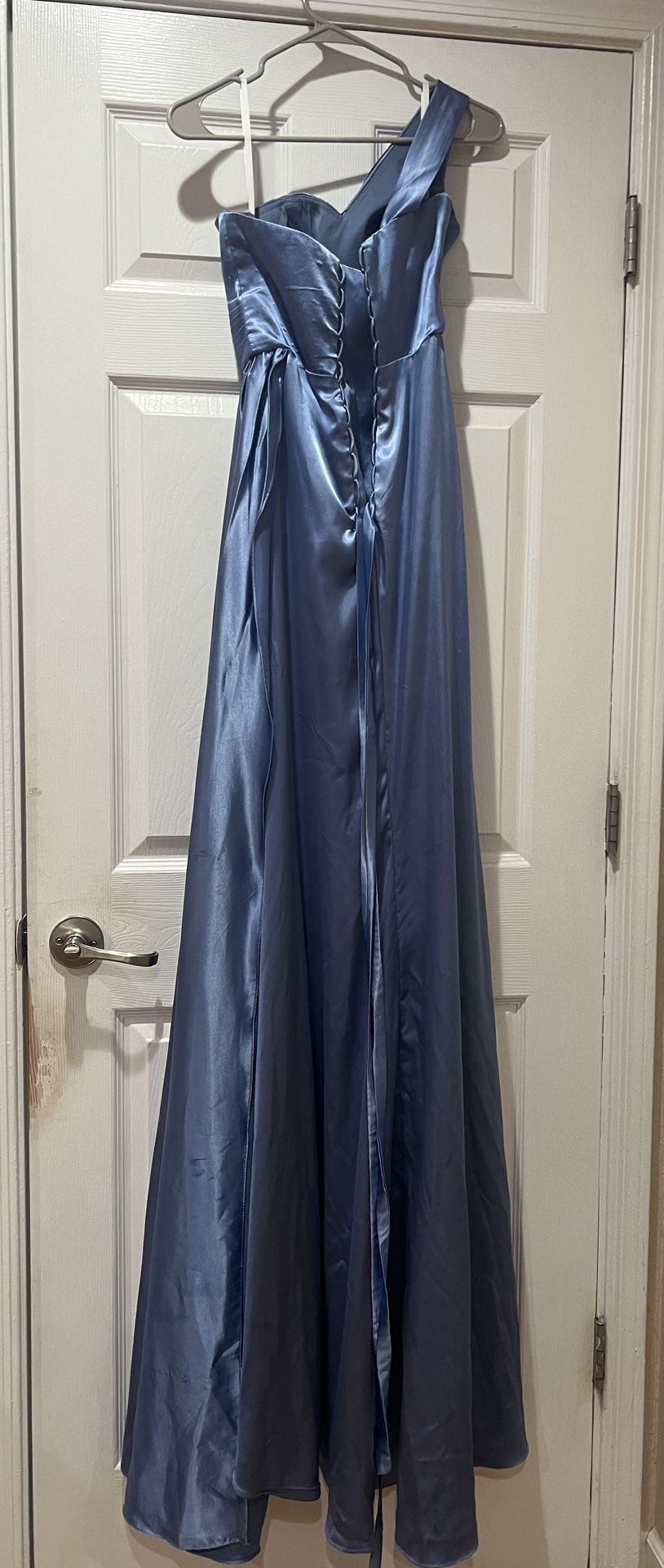 Dusty blue dress and pink dress