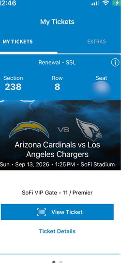 Chargers vs. Cardinals  Sun. Sept. 13,  1:25pm