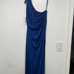 BCBG MaxAzria Women’s Sz Small Blue Sapphire SNEJANA One Shoulder Side Slit Gown