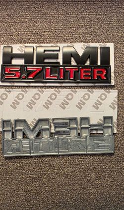 One Hemi 5.7L 5.7 Liter badge emblem ABS/metal $35 each  OTHERS SOLD SEPARATELY SHIPPING AVAILABLE