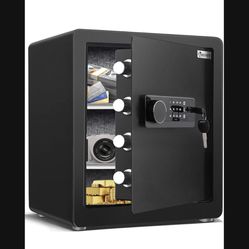  2.0 Cub Safe Box with Dual Warning Alarm and LED Light, Money Safe with Digital Touch Screen Keypad and Removable Shelf, Safe Box for Home Hotel Offi