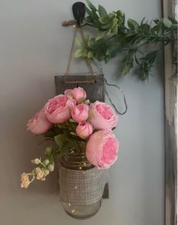 Rustic Wall Hanging Mason Jar Sconces (Set of 2) – Farmhouse Decor