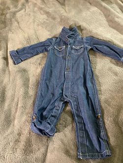 Baby Denim Jumpsuit Long Sleeve Romper size 12m