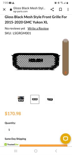 Gloss Black Mesh Style Front Grille For 2015-2020 Gmc Yukon Xl. Brand New.