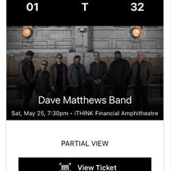 Dave Matthews Band DMB Concert Ticket For Sale