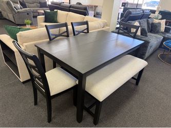 Dining table with 4 chairs and a bench