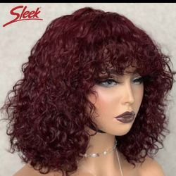 Human Hair Water Wave 99j Wig 