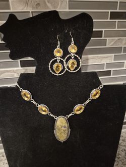 Elegant Citrine Zoistite Necklace Set
