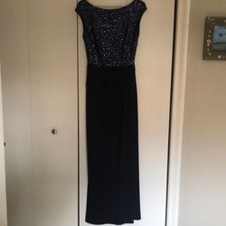 Navy Blue Sequin Evening Gown Size 2