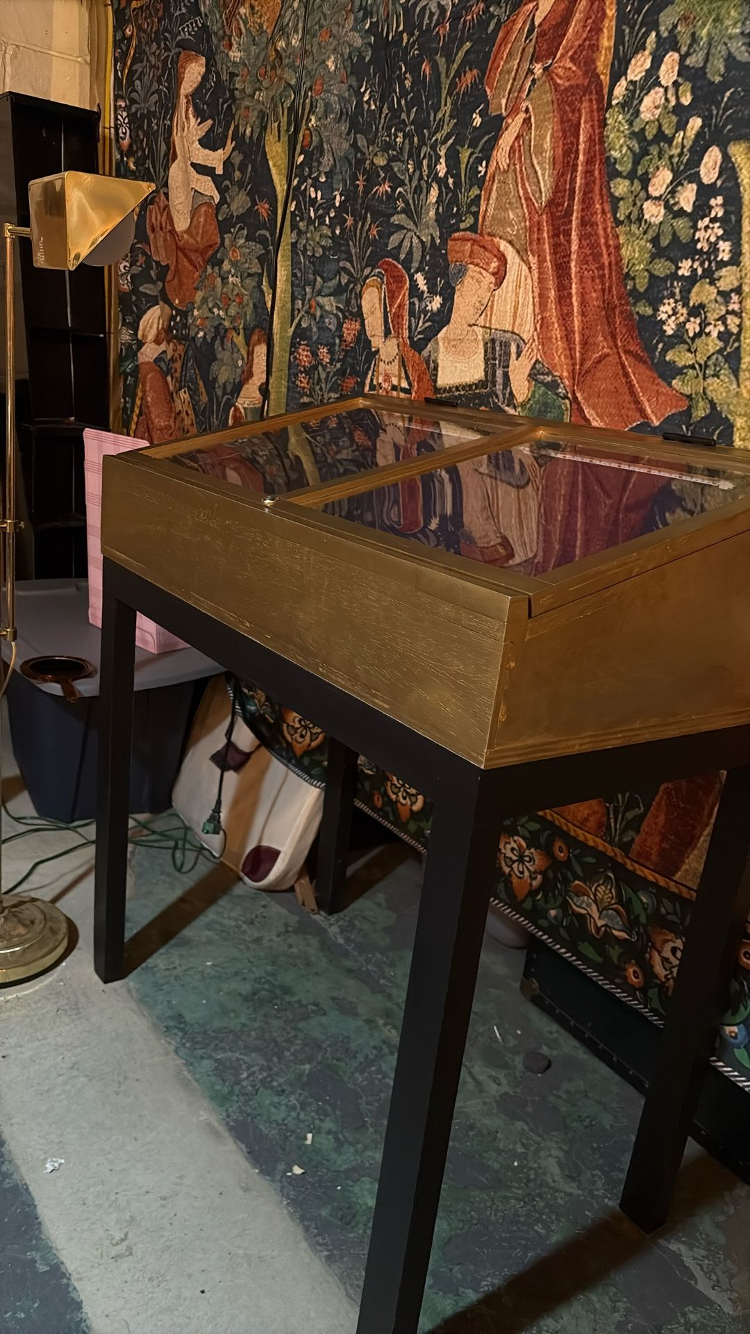 Custom Made Display Case On Legs With Glass Top