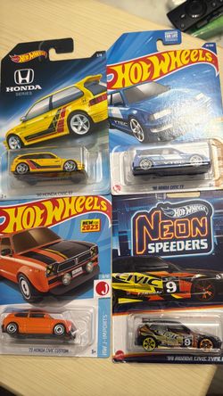 Hot Wheels Honda Civic Die-Cast Cars Set of 4