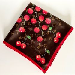 Rare Louis Vuitton x Murakami Cherry Monogram Scarf