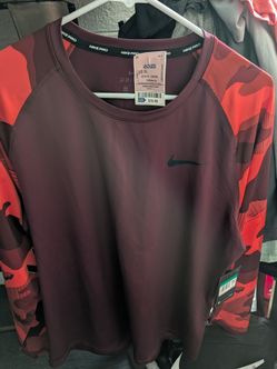 Nike Pro Slim Fit Workout Shirt -XL - Brick/Orange Camo- NWT