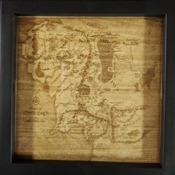 Lord Of The Rings Map Of Middle Earth Wood Engraving 