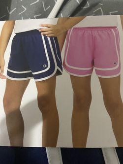 Champion Women's Athletic Shorts - Dark Blue and Light Pink