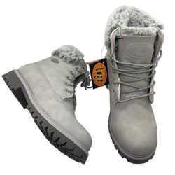 NEW Lace Up Boots, Grey, Faux Leather, Faux Fur Lined, Lugz Women’s Convoy Fur 6 Inch Boot Boots Glacier Gray, New in Box, size 7