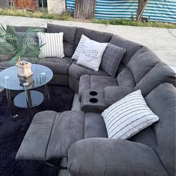Grey sectional recliner