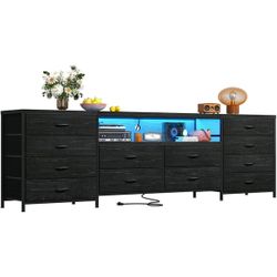 63" Long Dresser TV Stand for 65 70 75 Inch LED TV Stand Dresser for  Bedroom with Power Outlets&12 Fabric Drawers,Black Imagine coming home for  Sale in Ontario, CA - OfferUp