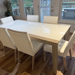 Long Dining Table And Six Chairs