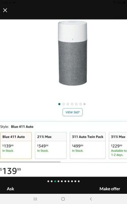 BLUE PURE 411 AUTO AIR PURIFIER UP TO 190 SQ FT BLUE AIR BRAND NEW