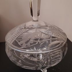 Crystal Lead Glass Vintage Bowl W/Lid