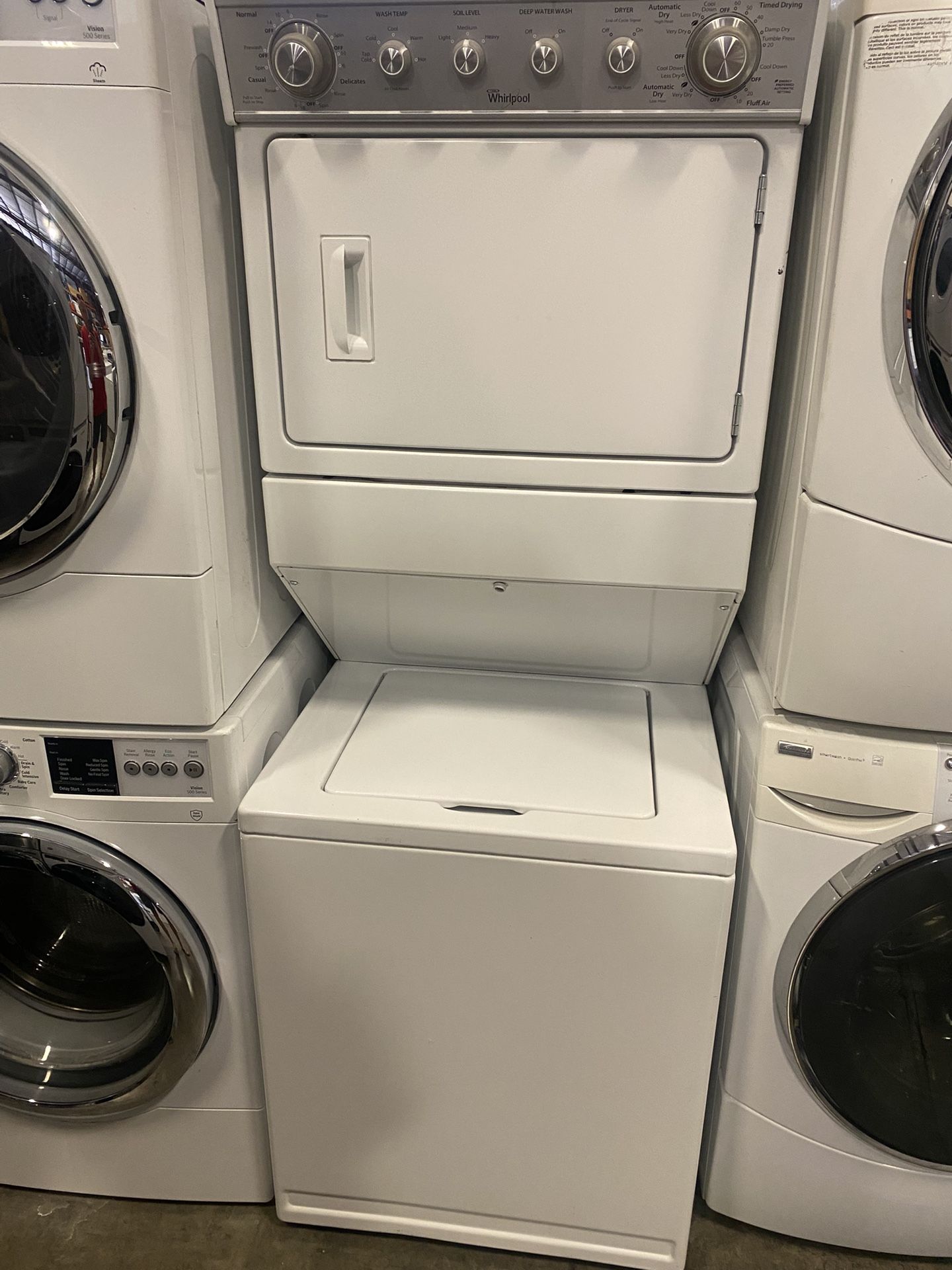 WHIRLPOOL WASHER DRYER LAUNDRY CENTER SET ELECTRIC WARRANTY ATTACHMENTS DELIVERY