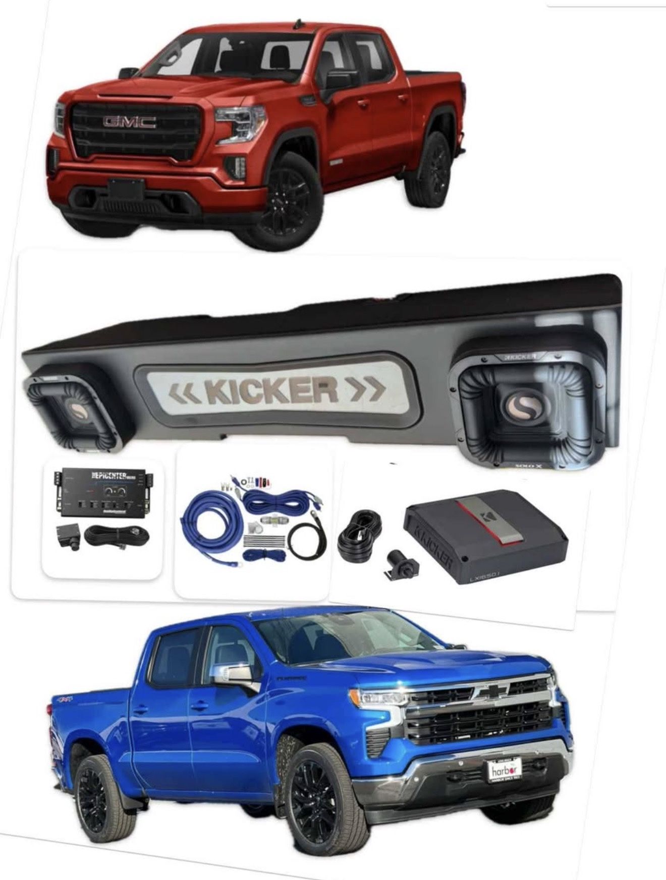 GMC SIERRA CHEVY SILVERADO 2019-2025 BASS PACKAGE KICKER SOLO X 8” Installed