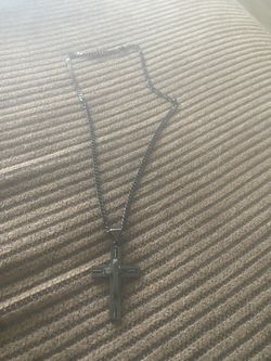Black Stainless Steel Cross Chain