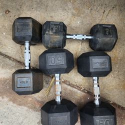 50 And 40 Pound Dumbbells 
