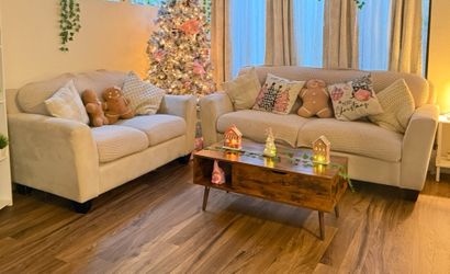 Bone White / Beige Sofa And Loveseat