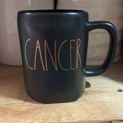 Rae Dunn “CANCER” Black Mug With Gold Lettering