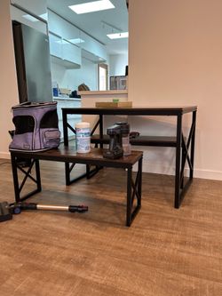 Dark Brown Wood Dinner Table