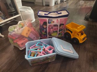 Mega Bloks, Magnetic Tiles, Foam Blocks, CAT Truck