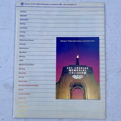 1984 Los Angeles Olympics Ticket Info & Order Form Brochure Memorabilia