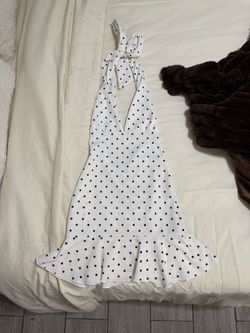 Sweetina Deep V Neck Black & White Polka Dot Casual Vacation Retro Mini